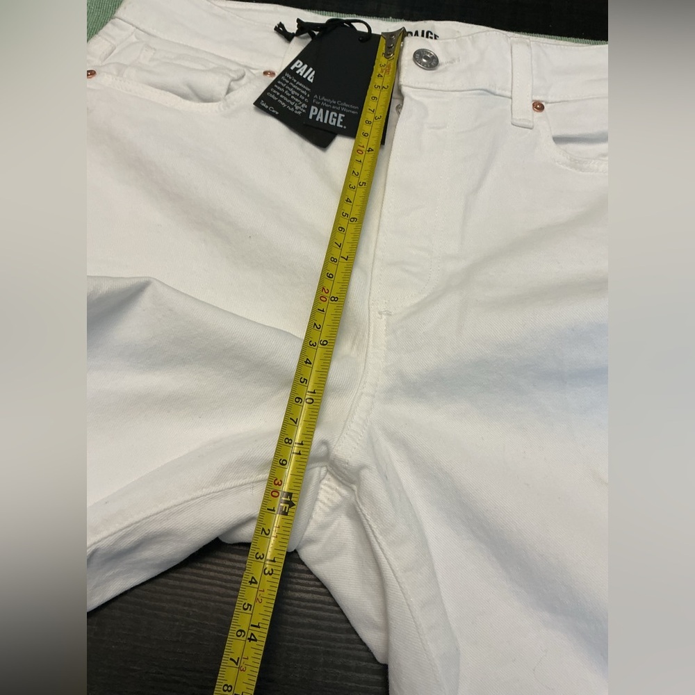 PAIGE Anessa Wide Leg Crop Jeans White Raw Hem NWT 29 - Picture 7 of 12